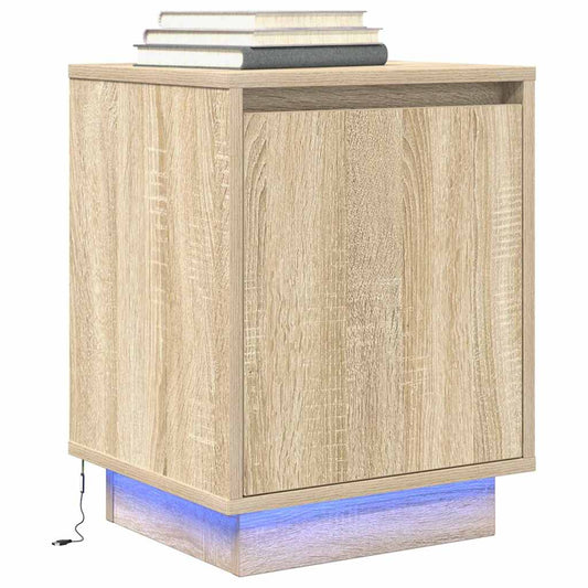 vidaXL Κομοδίνο με φώτα LED Sonoma Oak 38x34x50 cm