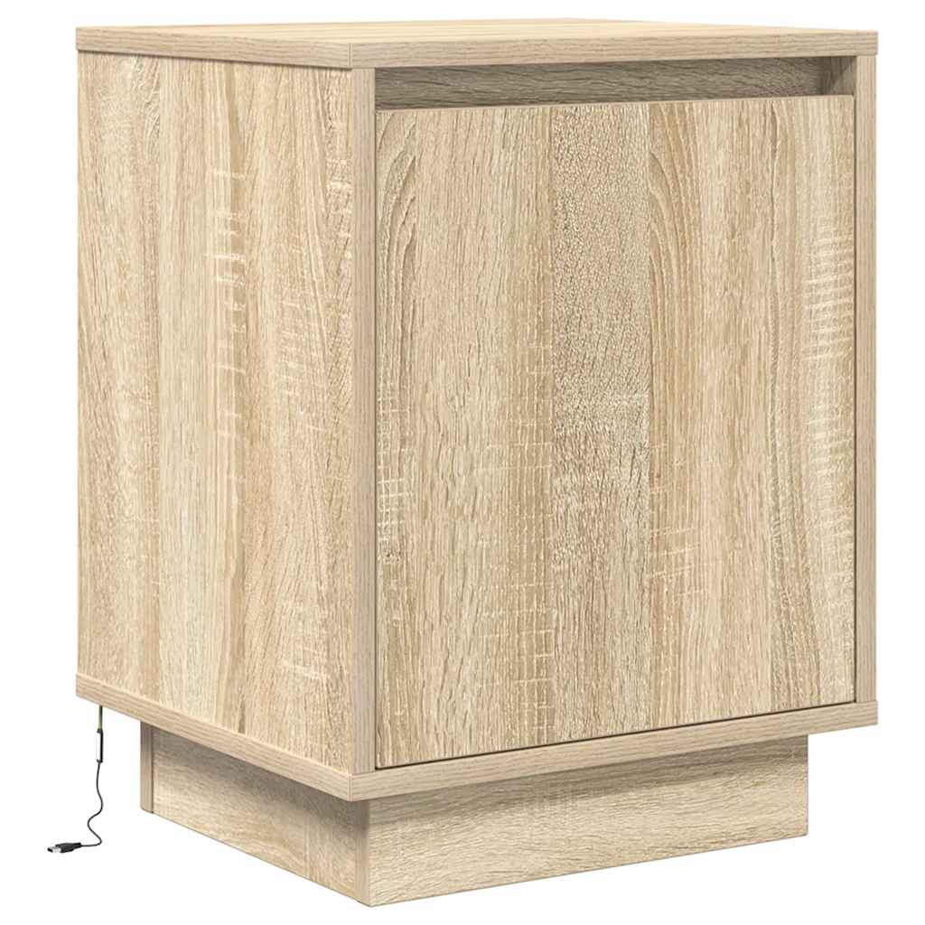 vidaXL Κομοδίνα με φώτα LED 2 τεμάχια Sonoma Oak 38x34x50 cm