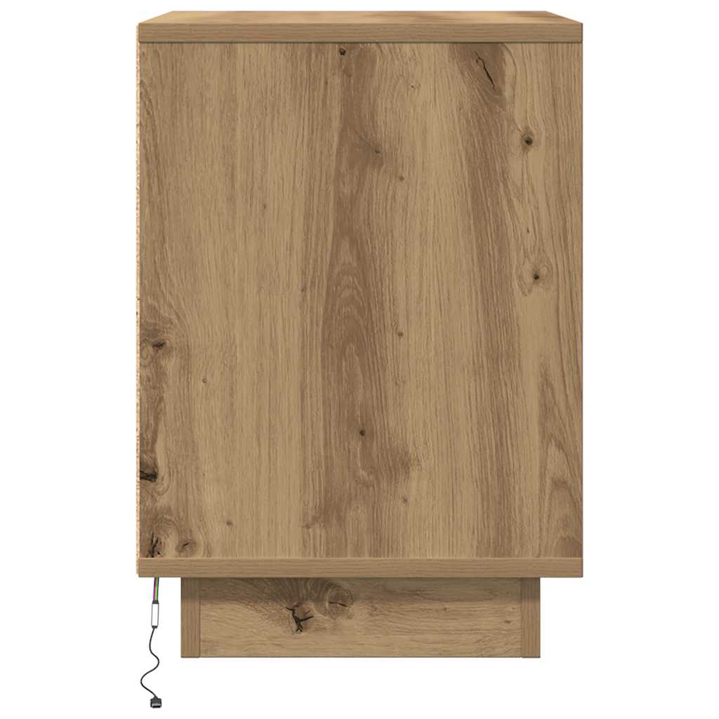 vidaXL Κομοδίνο με φώτα LED Artisan Oak 38x34x50 cm