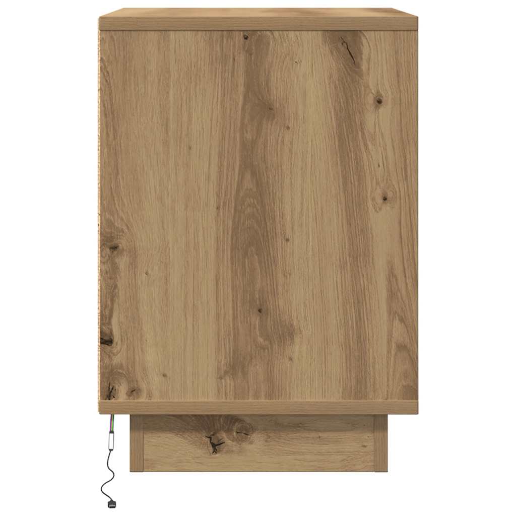 vidaXL Κομοδίνα με φώτα LED 2 τεμάχια Artisan Oak 38x34x50 cm