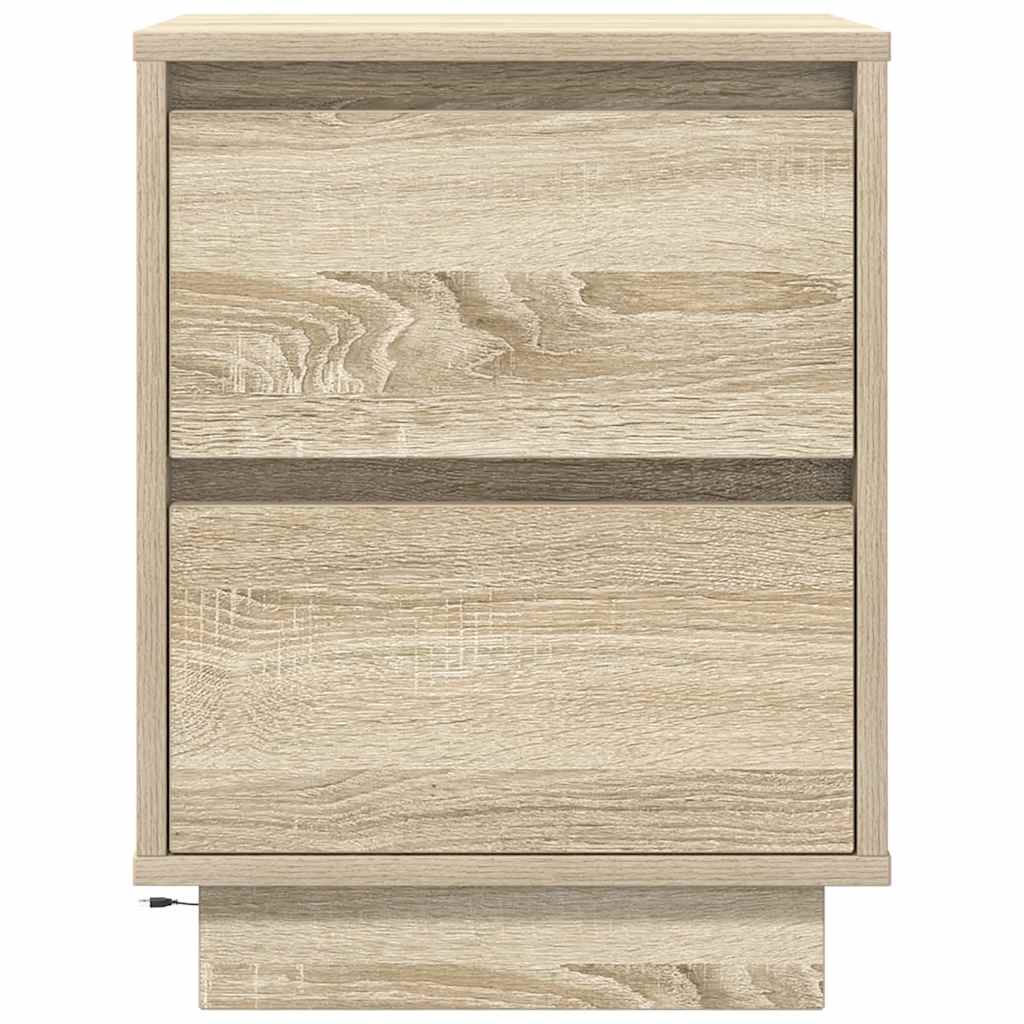 vidaXL Κομοδίνο με φώτα LED Sonoma Oak 38x34x50 cm