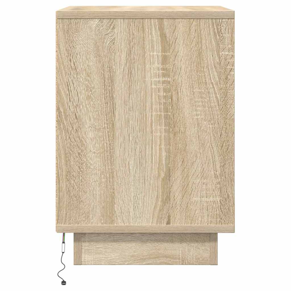 vidaXL Κομοδίνο με φώτα LED Sonoma Oak 38x34x50 cm