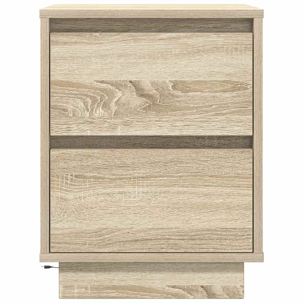 vidaXL Κομοδίνα με φώτα LED 2 τεμάχια Sonoma Oak 38x34x50 cm