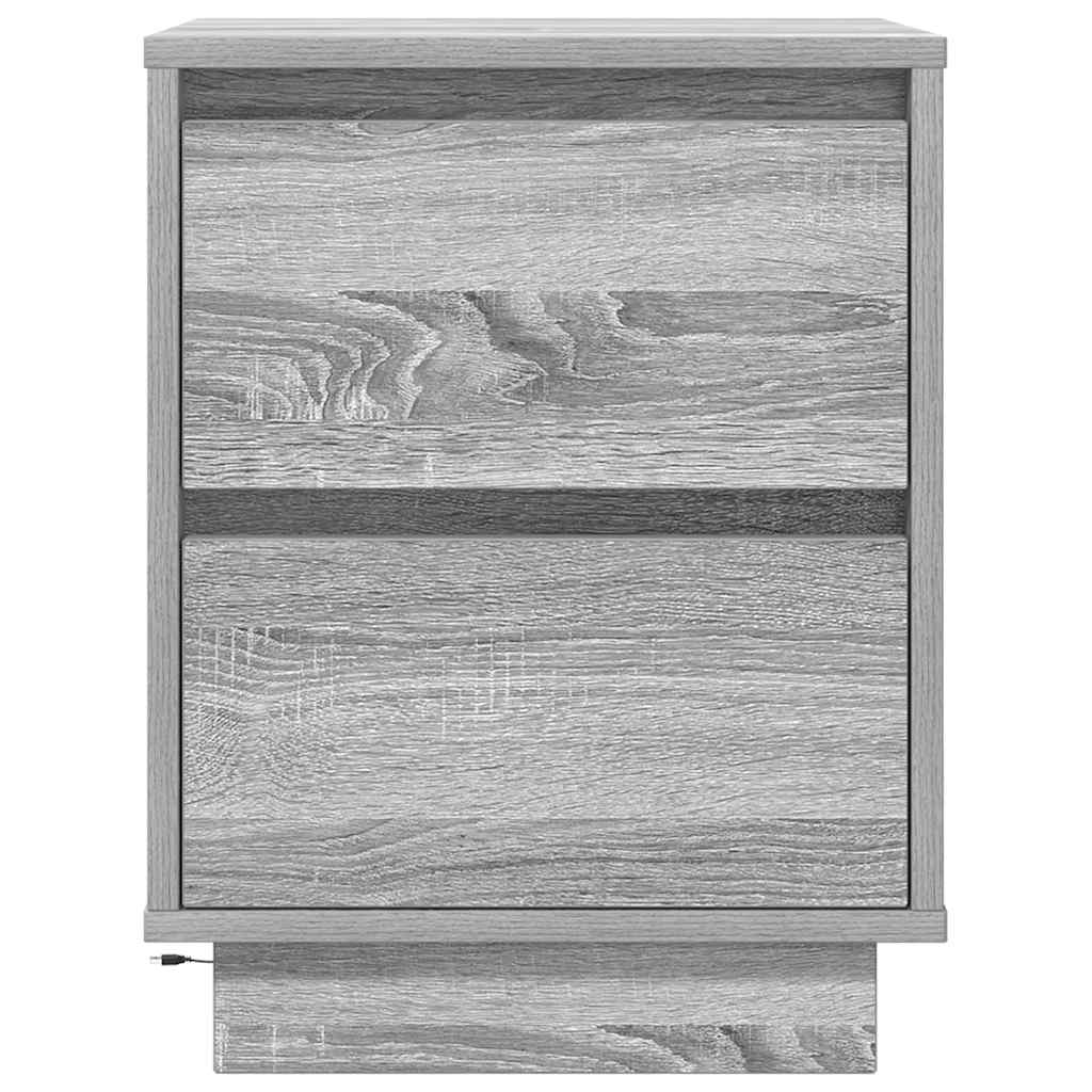 vidaXL Κομοδίνο με φώτα LED Γκρι Sonoma 38x34x50 cm