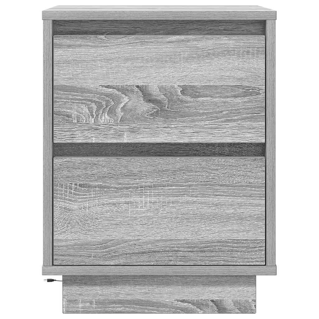 vidaXL Κομοδίνα με φώτα LED 2 τεμάχια Γκρι Sonoma 38x34x50 cm