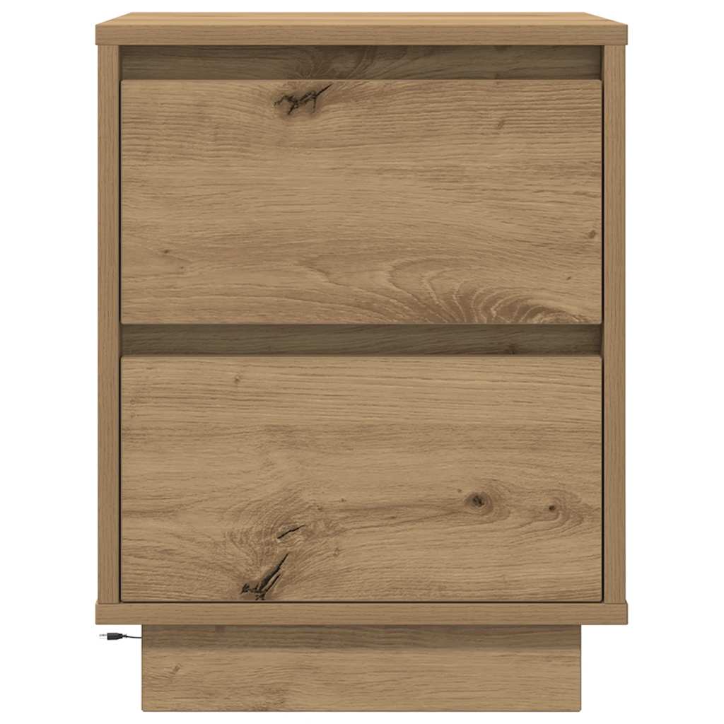 vidaXL Κομοδίνα με φώτα LED 2 τεμάχια Artisan Oak 38x34x50 cm