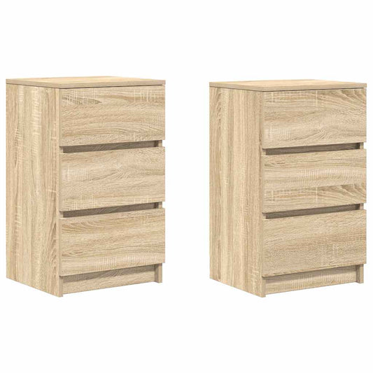 vidaXL Κομοδίνα με 3 συρτάρια 2 τεμάχια Sonoma Δρυς 39x35x65 εκ.