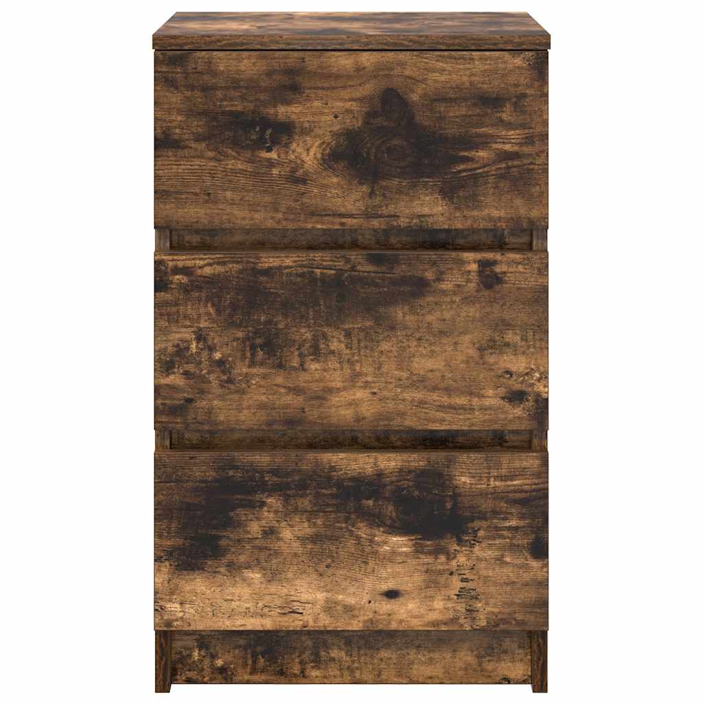 vidaXL Κομοδίνα με 3 συρτάρια 2 τεμάχια καπνιστή δρυς 39x35x65 εκ.