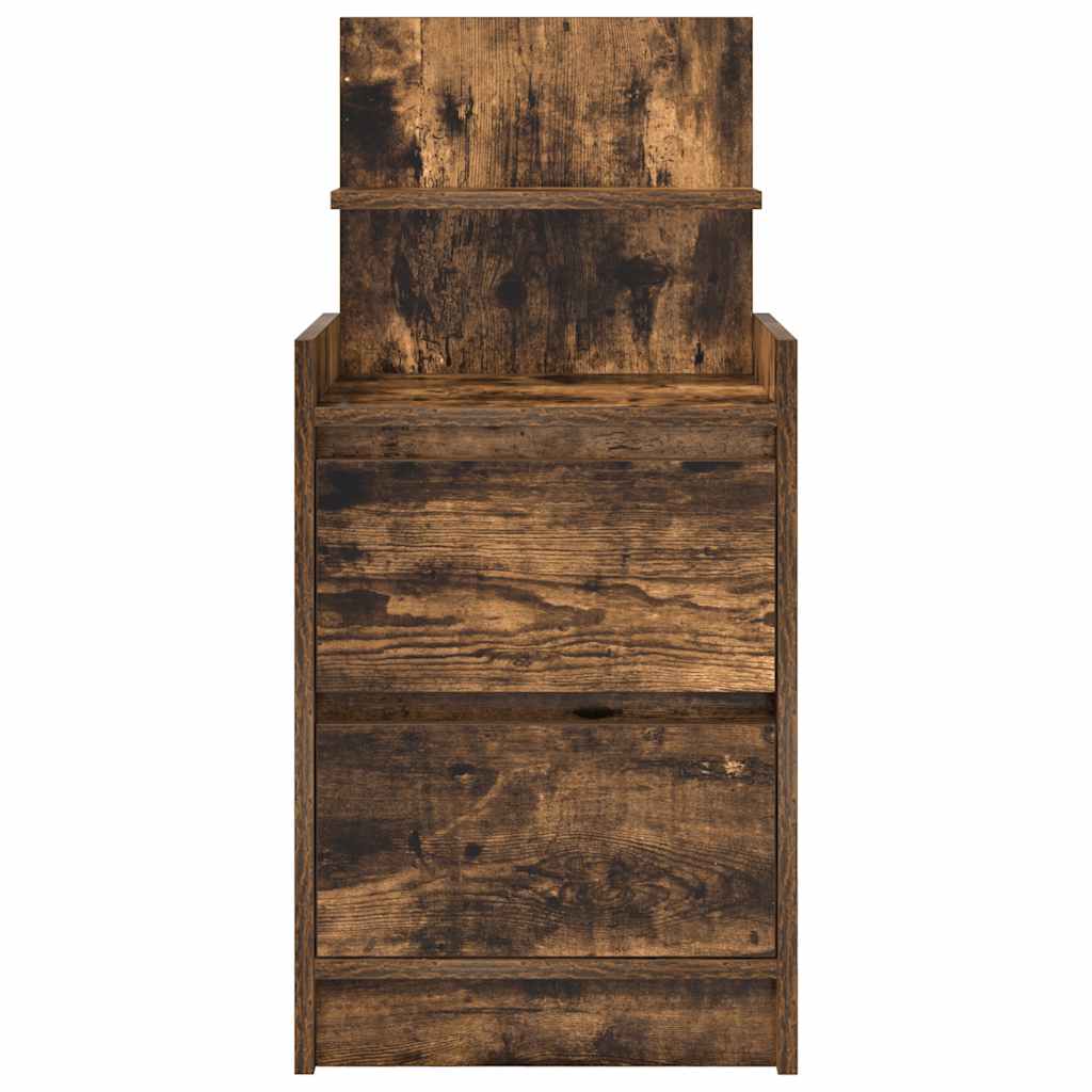 vidaXL Κομοδίνο με 2 συρτάρια Καπνιστή Δρυς 38x34x80 εκ.