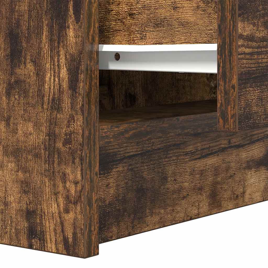 vidaXL Κομοδίνο με 2 συρτάρια Καπνιστή Δρυς 38x34x80 εκ.
