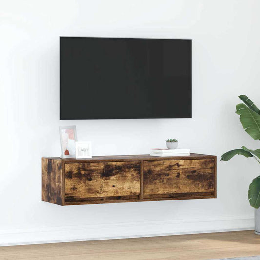 vidaXL Ντουλάπι TV με συρτάρι Καπνιστή δρυς 100 x 31 x 25.5 εκ.