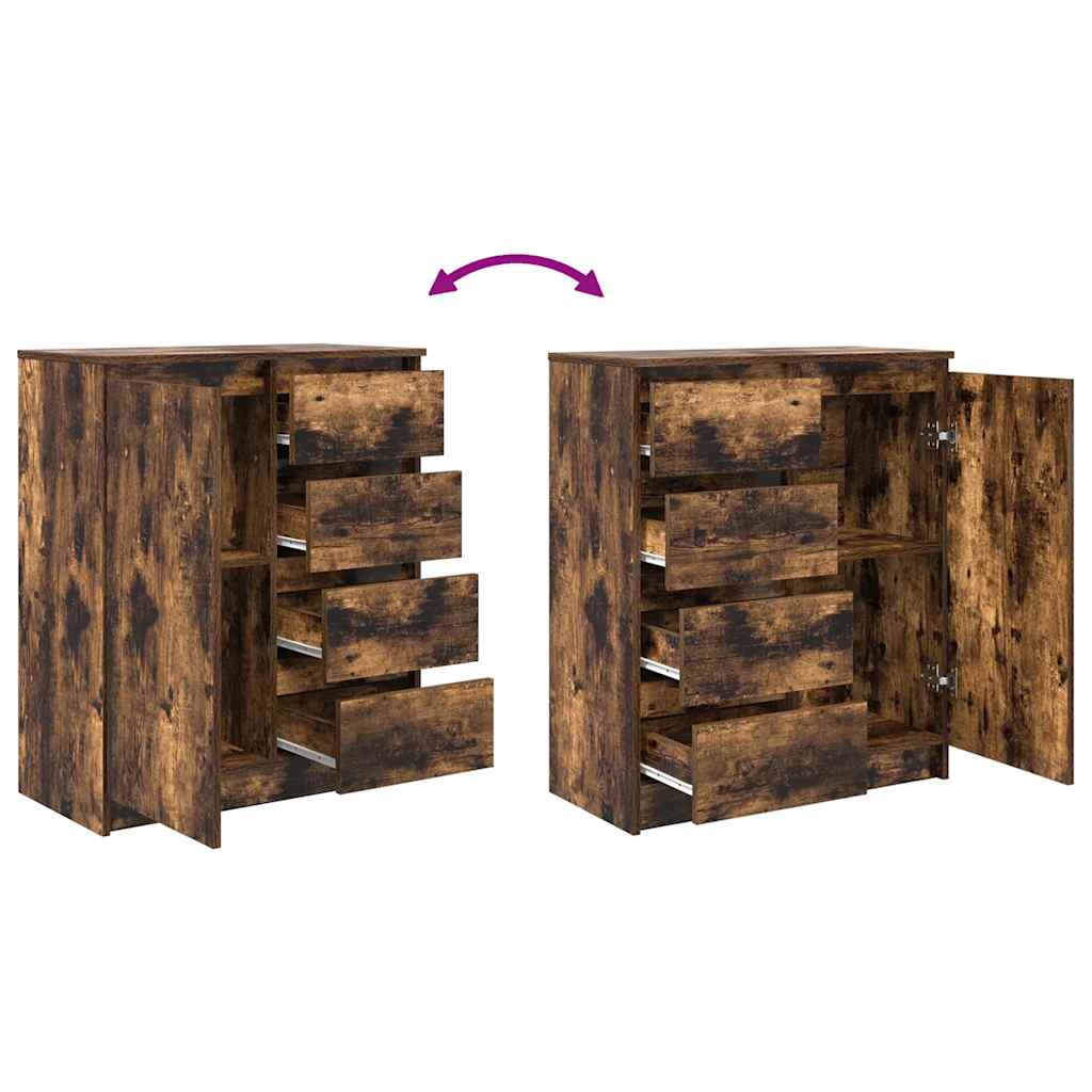 vidaXL Συρταριέρα με Συρτάρια Καπνιστή Δρυς 71x35x84 εκ. Επεξ. Ξύλο