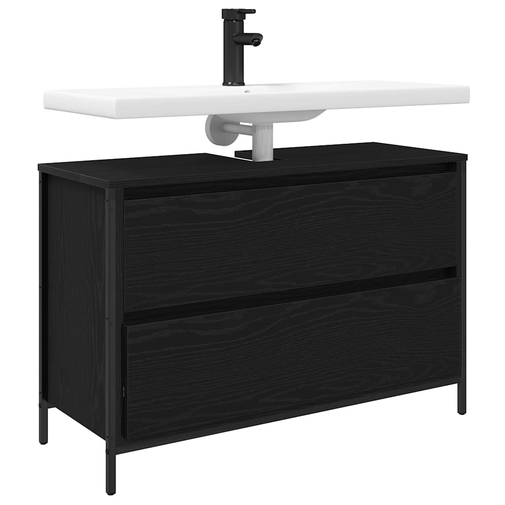vidaXL Ντουλάπι νιπτήρα μπάνιου με συρτάρια Μαύρη δρυς 90x34,5x60 εκ.