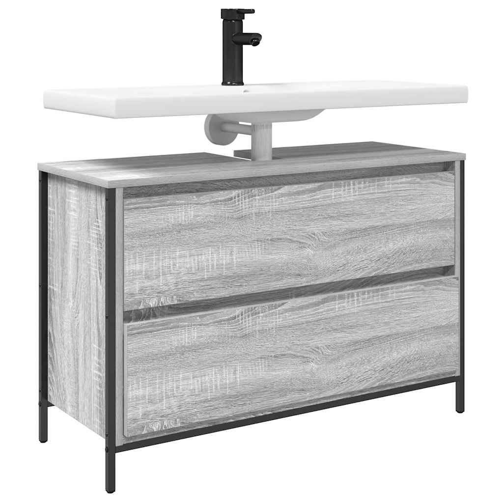 vidaXL ντουλάπι νιπτήρα μπάνιου με συρτάρια γκρι Sonoma 90x34,5x60 εκ.