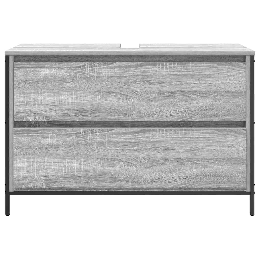 vidaXL ντουλάπι νιπτήρα μπάνιου με συρτάρια γκρι Sonoma 90x34,5x60 εκ.