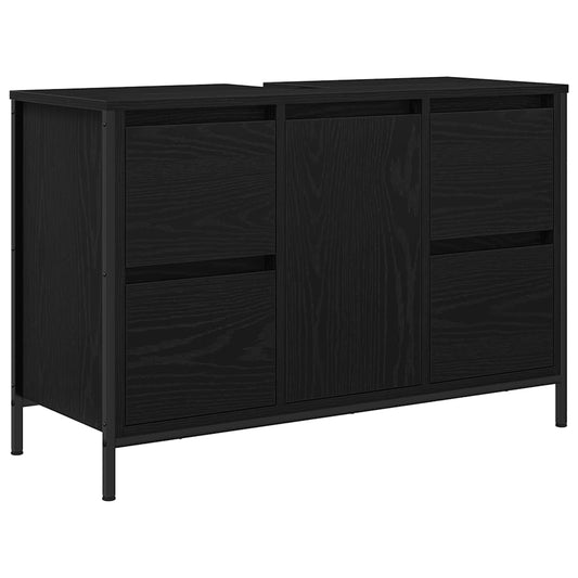 vidaXL ντουλάπι νιπτήρα με συρτάρια Μαύρη δρυς 90x34,5x60 εκ.