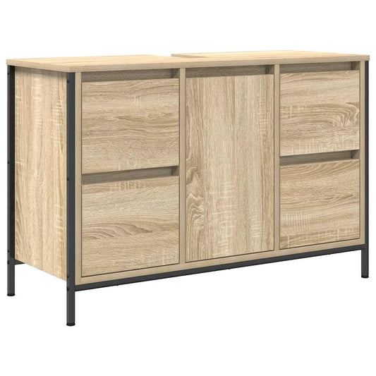 vidaXL ντουλάπι νιπτήρα με συρτάρια Sonoma Δρυς 90x34,5x60 εκ.