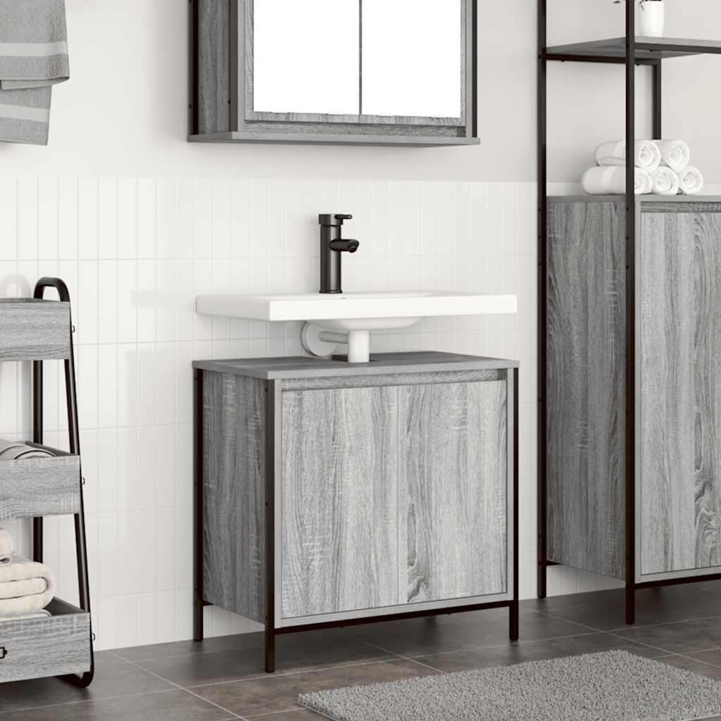 vidaXL Ντουλάπι Νιπτήρα Μπάνιου Γκρι Sonoma 60x34,5x60 εκ.