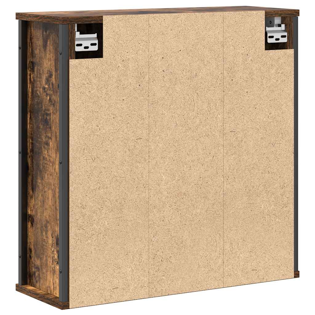 vidaXL Ντουλάπι τοίχου μπάνιου με καθρέφτη Καπνιστή δρυς 60x21x60 εκ.