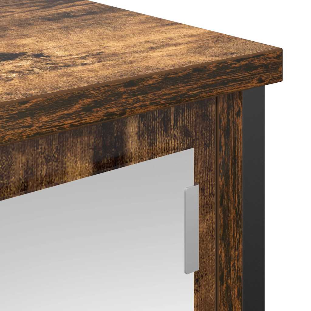 vidaXL Ντουλάπι τοίχου μπάνιου με καθρέφτη Καπνιστή δρυς 60x21x60 εκ.