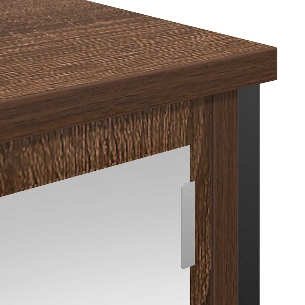 vidaXL ντουλάπι τοίχου μπάνιου με καθρέφτη καφέ δρυς 60x21x60 εκ.