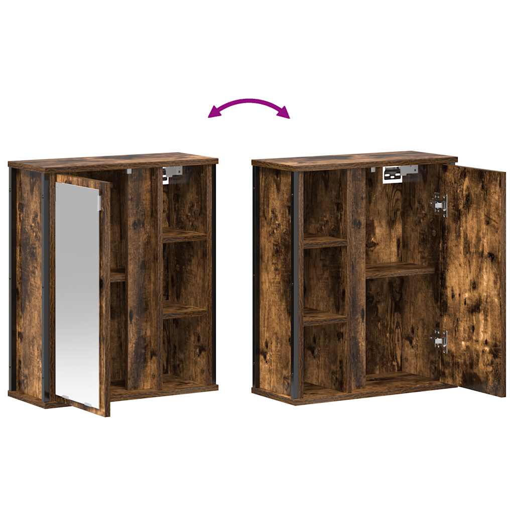 vidaXL Ντουλάπι τοίχου μπάνιου με καθρέφτη Καπνιστή δρυς 50x21x60 εκ.