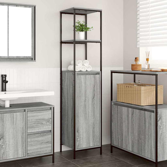 vidaXL Ντουλάπι μπάνιου με ράφια Γκρι Sonoma 36x35x165 εκ.