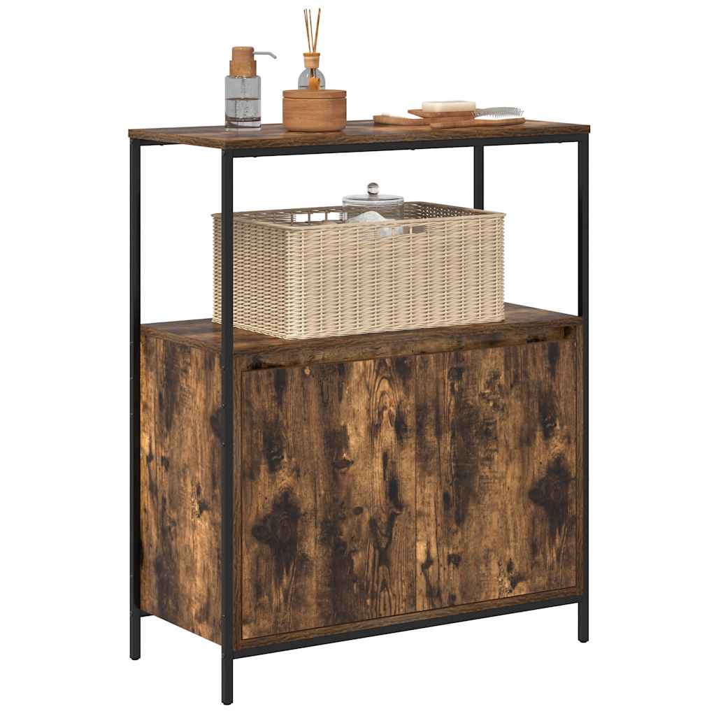 vidaXL Ντουλάπι μπάνιου με ράφια καπνιστή δρυς 76,5x35x95 εκ.