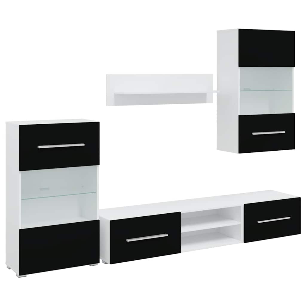 vidaXL Μονάδες τηλεόρασης 5 τεμαχίων με φωτισμό LED Ματ Μαύρο