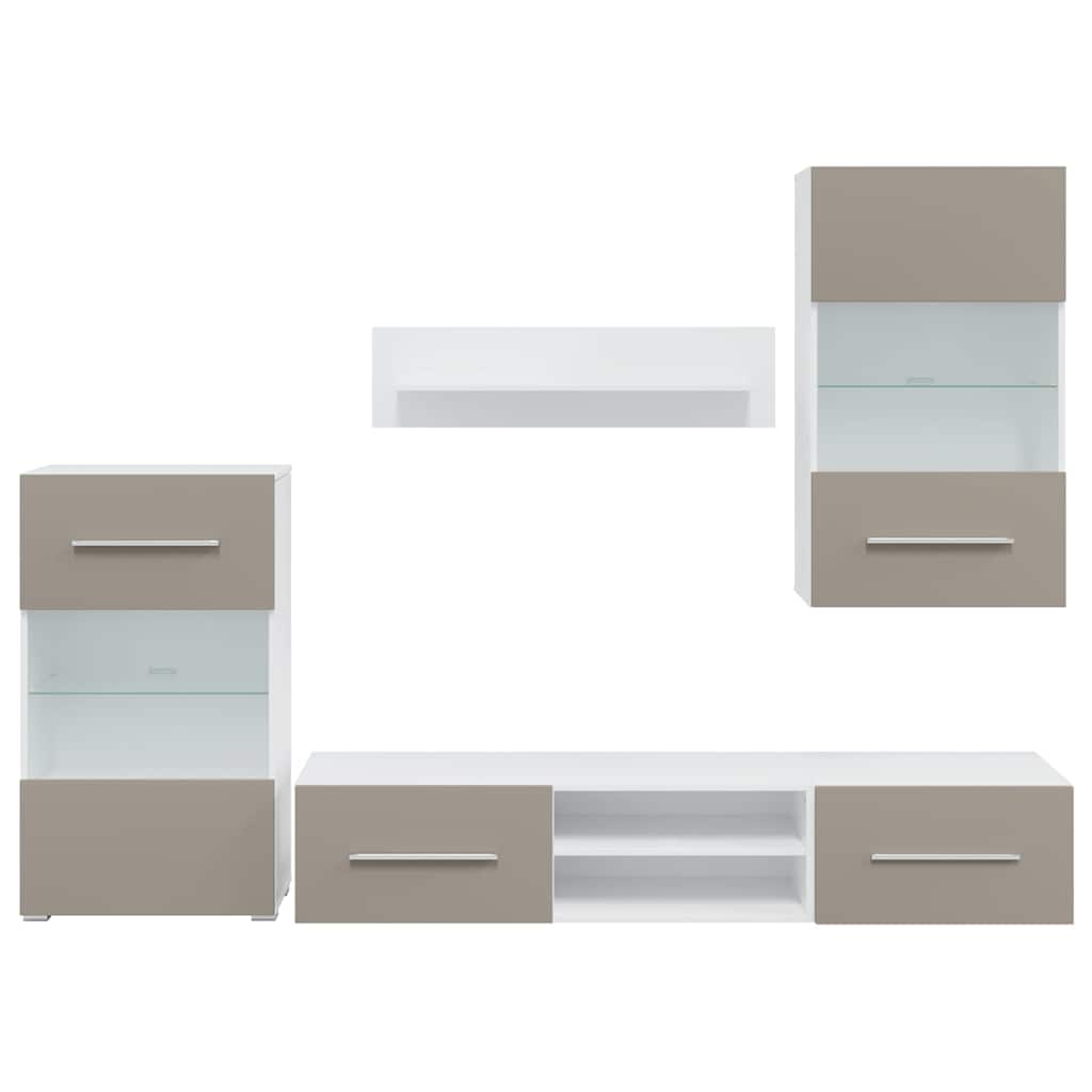 vidaXL Μονάδες τηλεόρασης 5 τεμαχίων με φωτισμό LED Στόουν Γκρέι