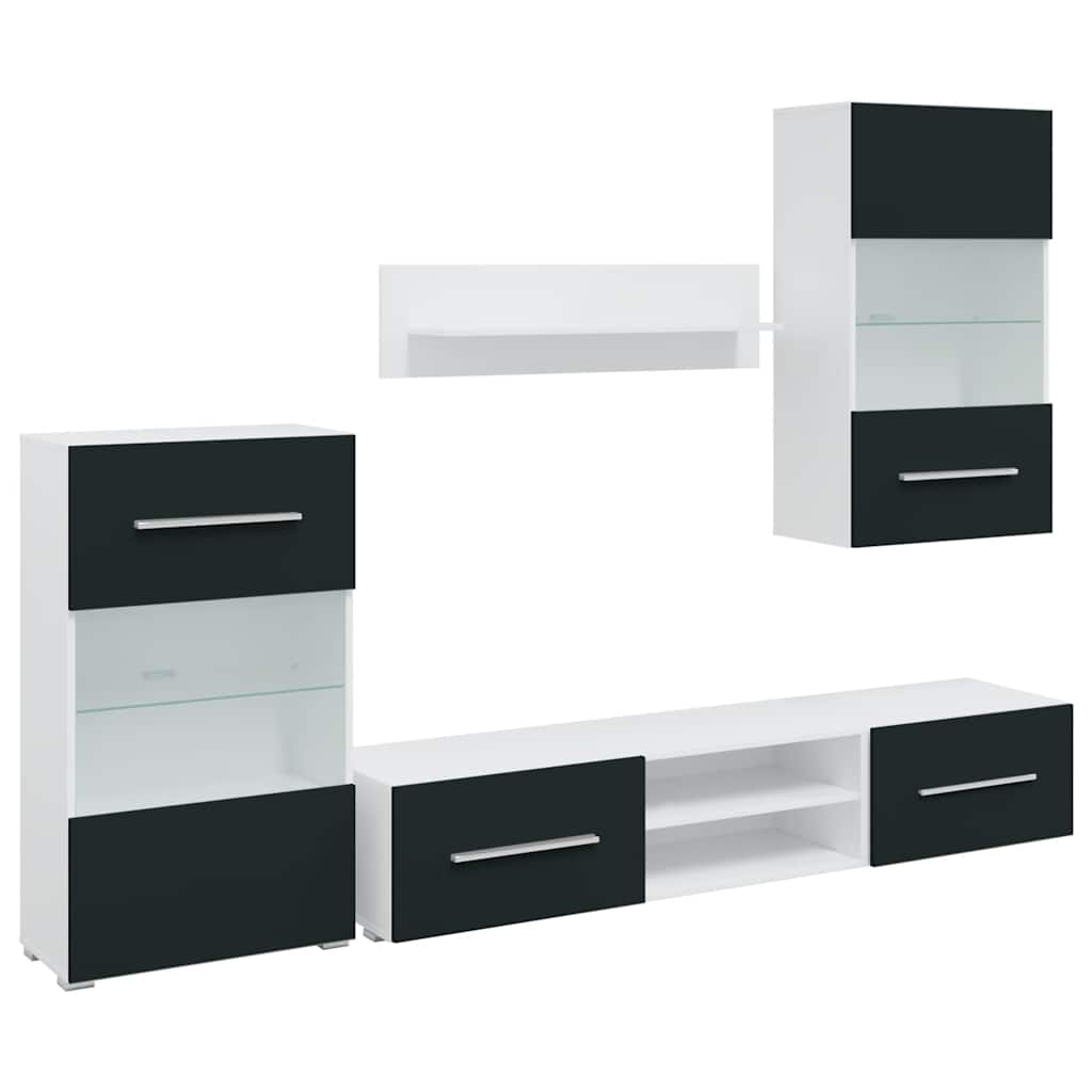 vidaXL Μονάδες τηλεόρασης 5 τεμαχίων με φωτισμό LED Ματ Indigo