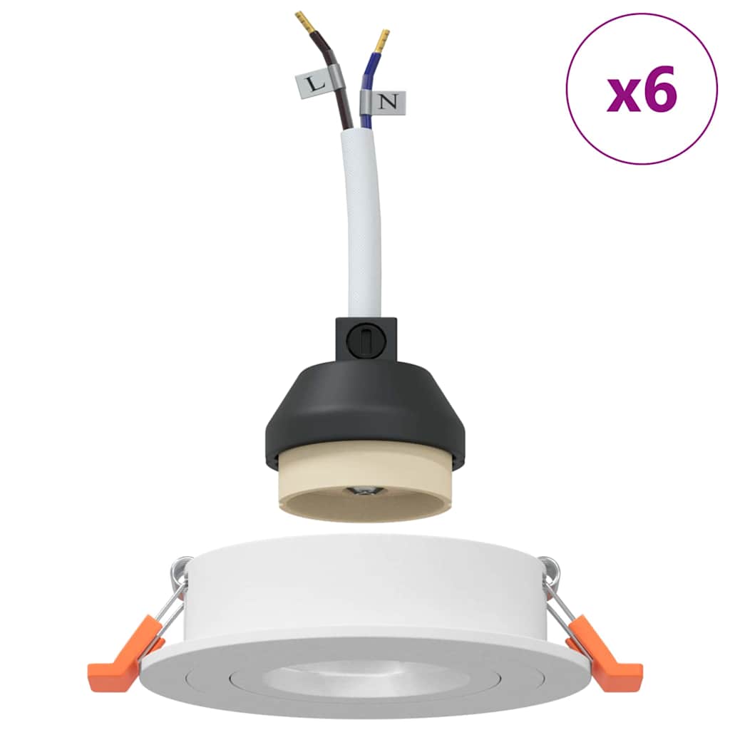 vidaXL Ενσωματωμένα Φωτιστικά 6 τεμ Στρογγυλά GU10 Λευκό Ø91 χλστ