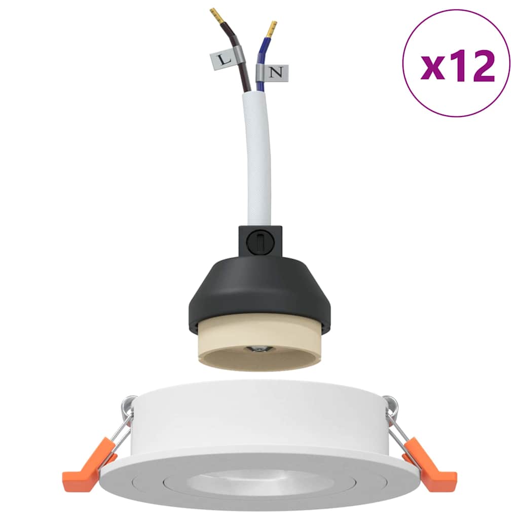 vidaXL Spotlights με προβολείς 12 pcs Λευκό 9 x 9 x cm Αλουμίνιο