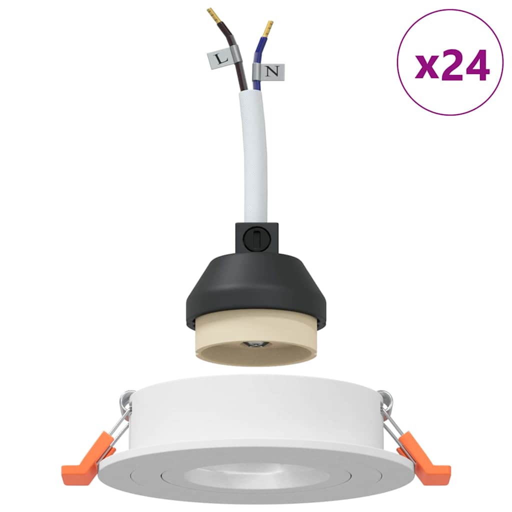 vidaXL Spotlights με προβολείς 24 pcs Λευκό 9 x 9 x cm Αλουμίνιο