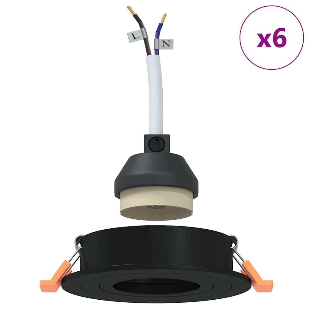 vidaXL Spotlights με προβολείς 6 pcs Μαύρο 9 x 9 x cm Αλουμίνιο