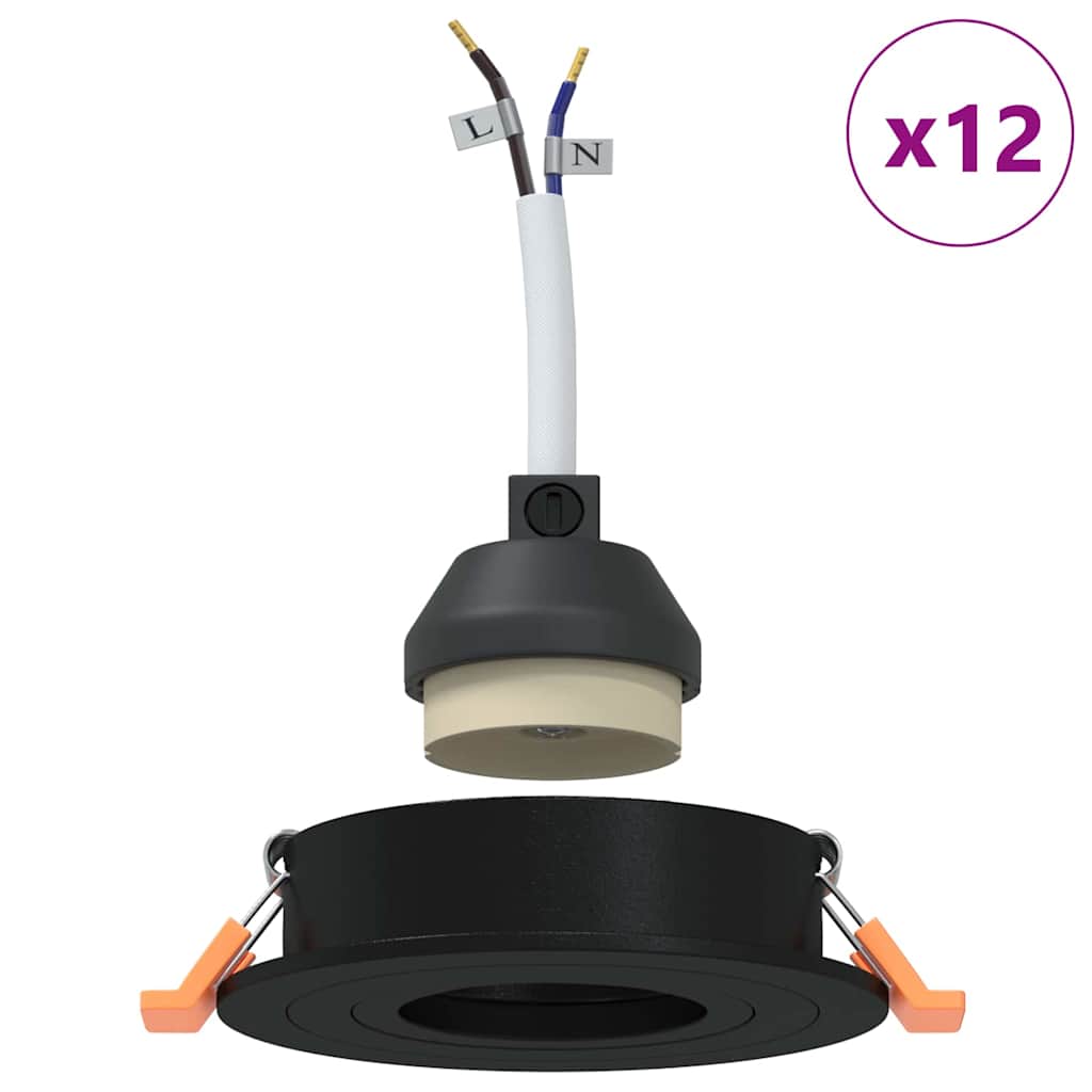 vidaXL Spotlights με προβολείς 12 pcs Μαύρο 9 x 9 x cm Αλουμίνιο