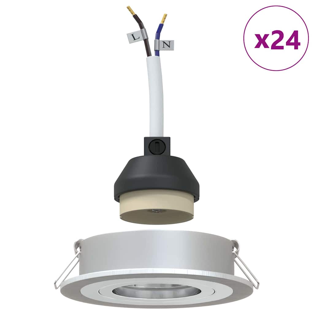 vidaXL Spotlights με προβολείς 24 pcs Ασημί 9 x 9 x cm Αλουμίνιο