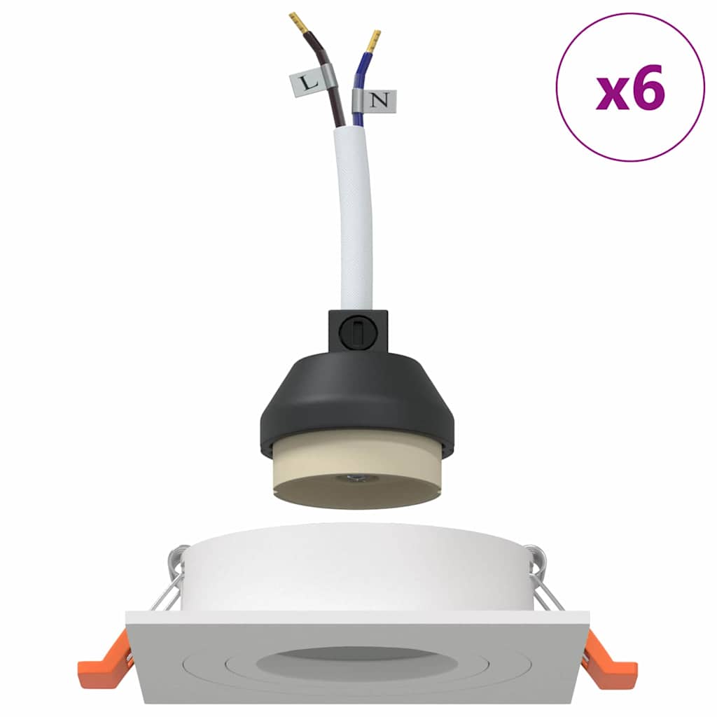 vidaXL Κρυφά Σποτ 6 τεμ Τετράγωνο GU10 Λευκό 91x91 χλστ