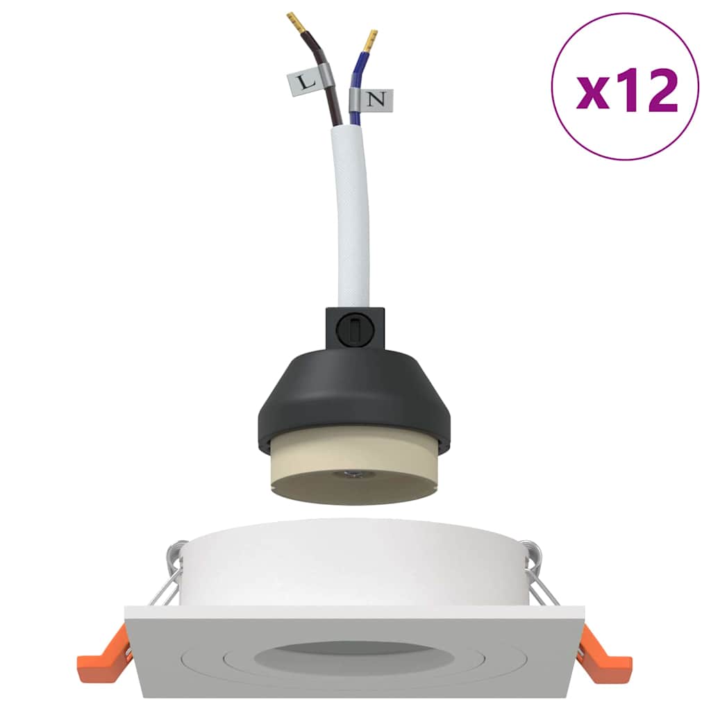 vidaXL Spotlights με προβολείς 12 pcs Λευκό 9 x 9 x cm Αλουμίνιο