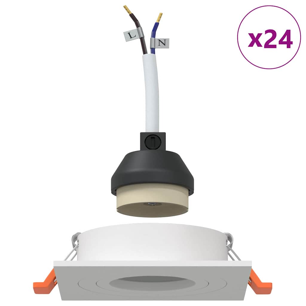 vidaXL Spotlights με προβολείς 24 pcs Λευκό 9 x 9 x cm Αλουμίνιο