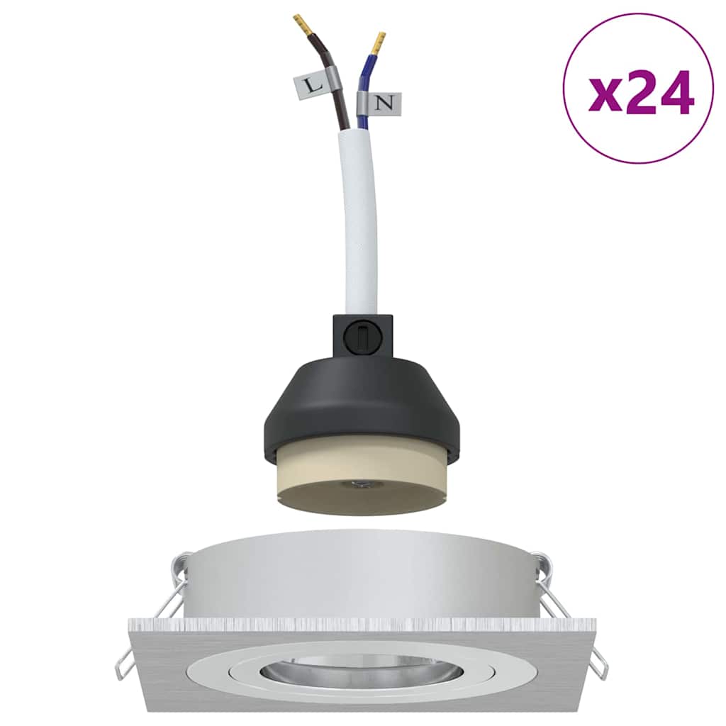 vidaXL Spotlights με προβολείς 24 pcs Ασημί 9 x 9 x cm Αλουμίνιο