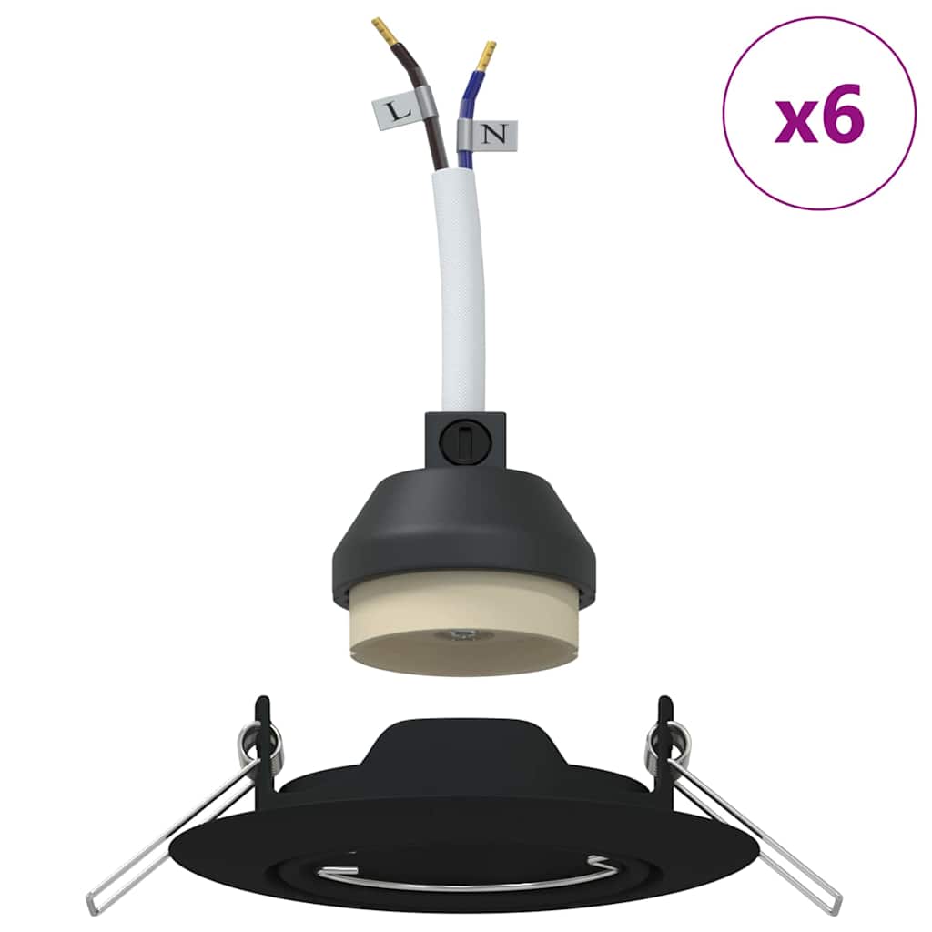 vidaXL Κρυφά Φώτα 6 τεμάχια Στρογγυλά GU10 Μαύρο Ø90 mm Χάλυβας