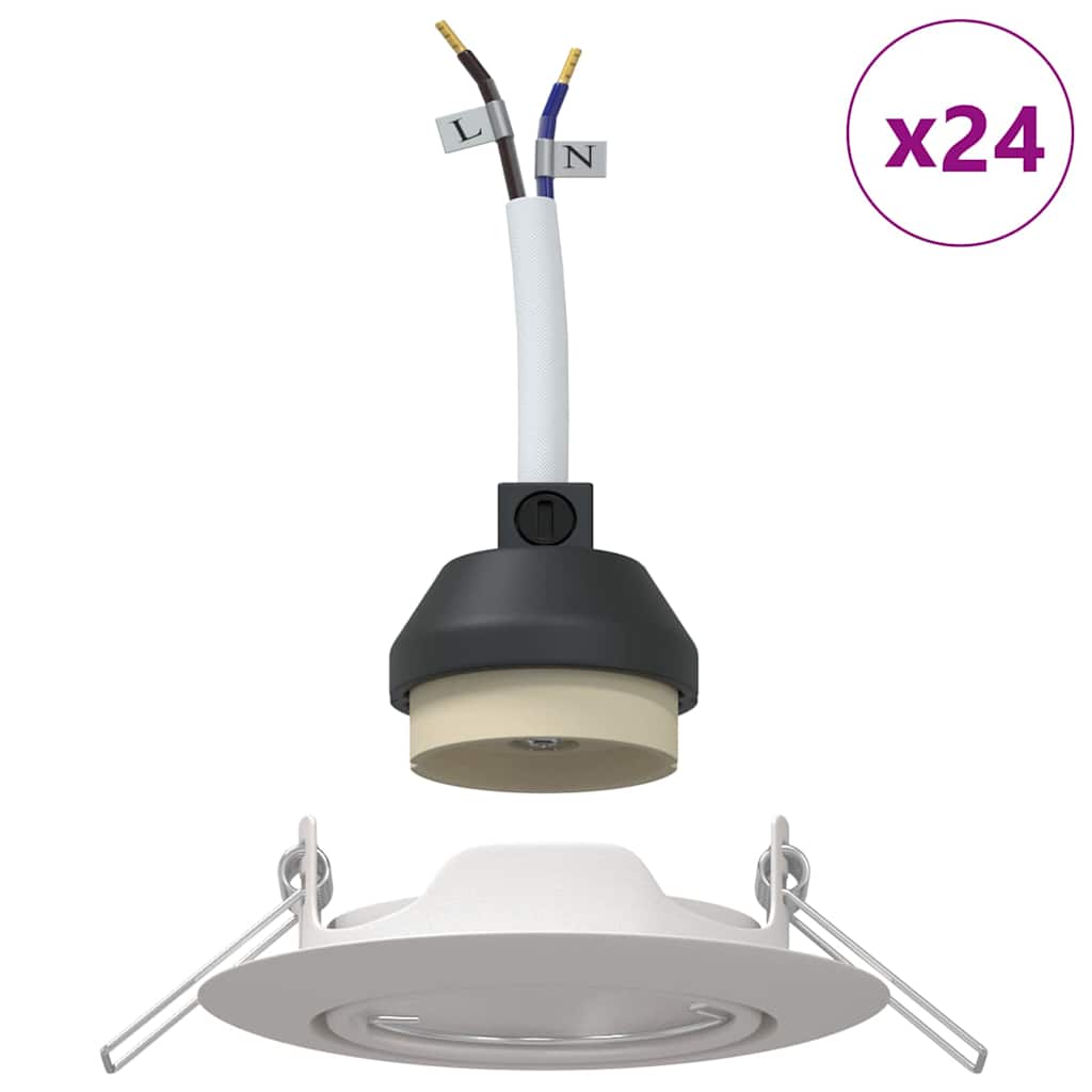 vidaXL Σποτ 24 pcs Λευκό 9 x 9 x 2.5 εκ. Μέταλλο