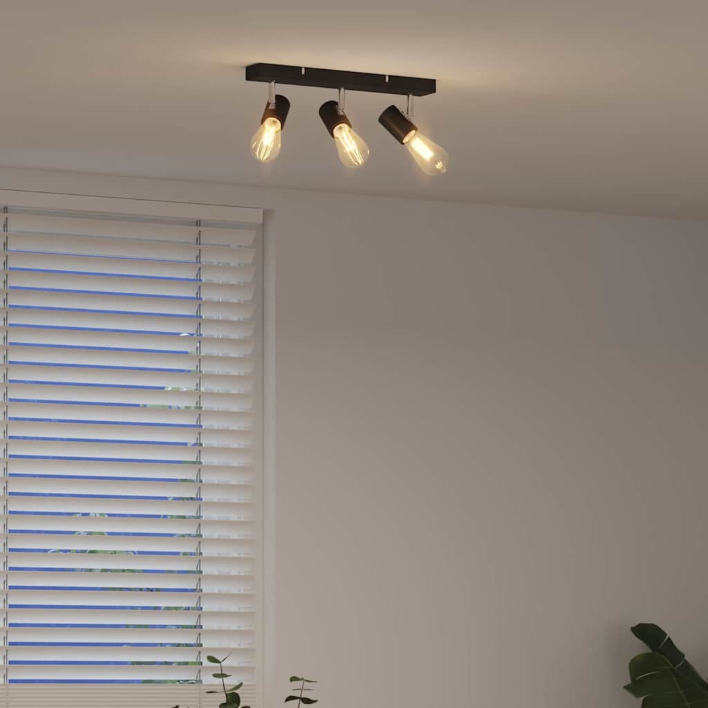 vidaXL Σποτ οροφής με προβολείς Μαύρο 38 x 6,5 x 11,5 εκ Μέταλλο
