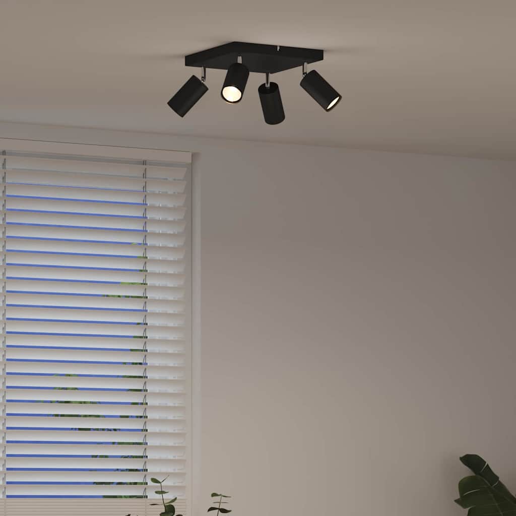 vidaXL Σποτ οροφής με προβολείς Μαύρο 26 x 26 x 16,5 εκ Μέταλλο
