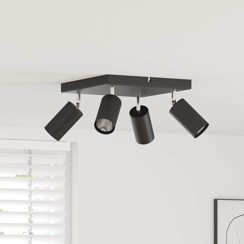 vidaXL Σποτ οροφής με προβολείς Μαύρο 26 x 26 x 16,5 εκ Μέταλλο
