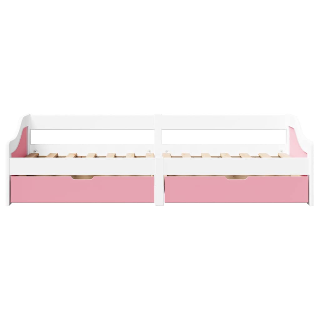 vidaXL Κρεβάτι ημέρας 2 συρτάρια χωρίς στρώμα IRUN Λευκό&Ροζ 90x200cm