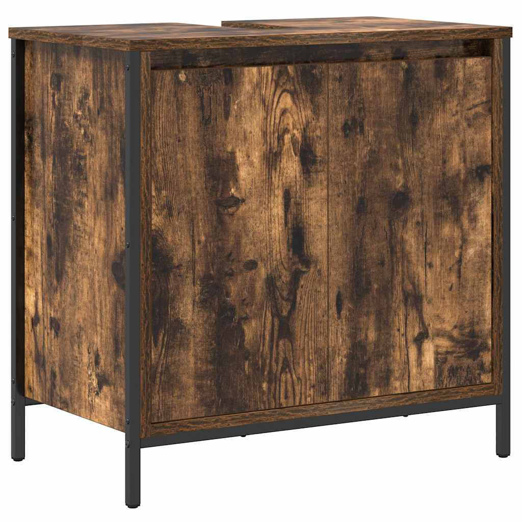 vidaXL Σετ Επίπλων Μπάνιου Τριών Κομματιών σε Σκοτισμένο Δρυ - Επεξεργασμένο Ξύλο