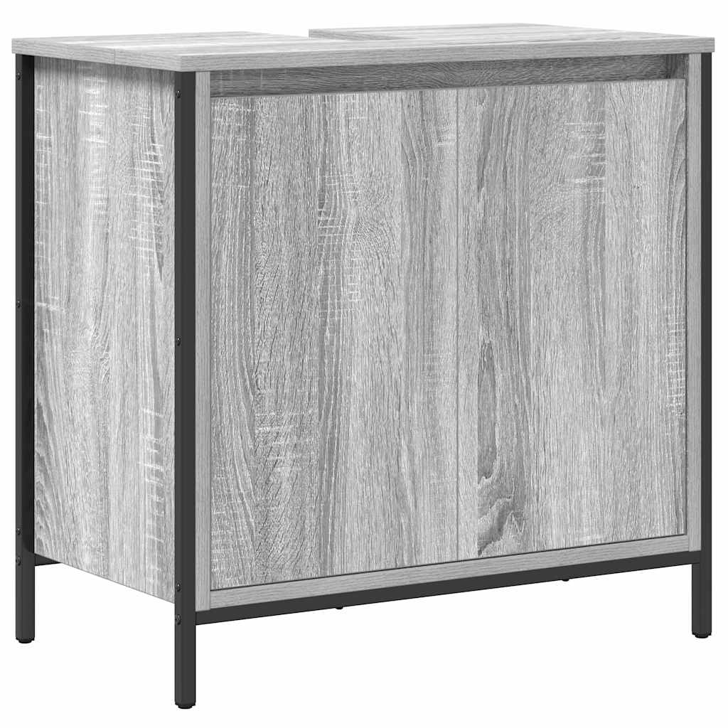 vidaXL Σετ 5 κομματιών επίπλων μπάνιου σε γκρι σονόμα από επεξεργασμένο ξύλο