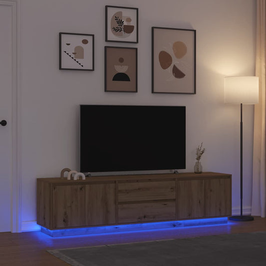 vidaXL Έπιπλο Τηλεόρασης με LED Τεχνίτης βελανιδιά 193,5x41x50 εκ.